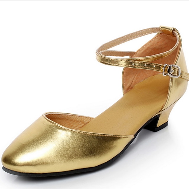  Mulheres Sapatos de Dança Moderna Salto Salto Grosso Preto Prata Dourado