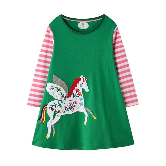  Παιδιά Λίγο Κοριτσίστικα Φόρεμα Ζώο Πράσινο του τριφυλλιού Φορέματα