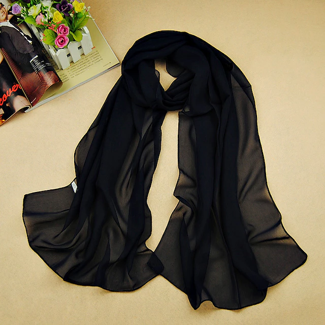Women's Chiffon Scarf Dailywear Daily Date Red Pink Scarf Pure Color 5