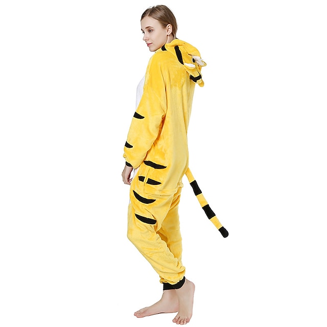 Toys & Hobbies Cosplay & Costumes | Adults Kigurumi Tiger Animal Onesie Pajamas Coral fleece Yellow Cosplay For Men and Women An