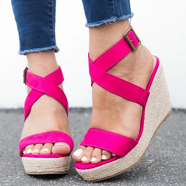 Dames Sandalen Sandalen met sleehak Sleehak Open teen Zakelijk Wijnoogst  Feesten \u0026 Uitgaan Toimisto \u0026 ura Suède Gesp Effen Luipaard Luipaard Fuchsia  Blauw 7914566 2021 – $41.29
