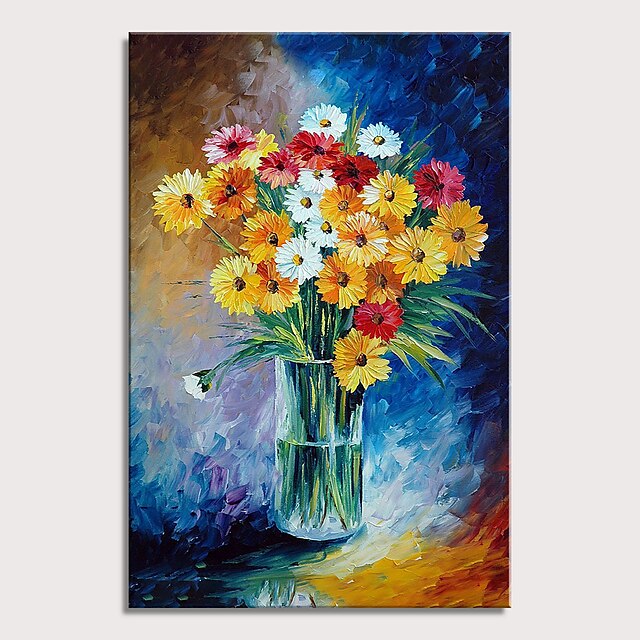  Oil Painting Hand Painted - Still Life Floral / Botanical Modern Stretched Canvas