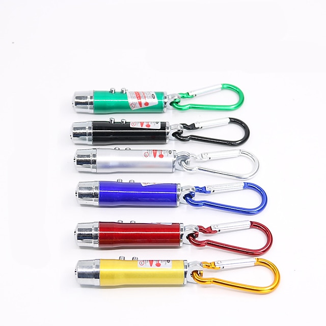  Outdoor 3pcs  Mini Climbing Buckle Laser Pen Pointer LED Flashlight UV Torch Light With Keychain Working Camping Pocket LED Pen Random Color