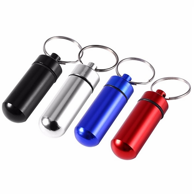  3Pcs Mini Portable Travel Pill Case Waterproof Container Keychain Tools Capsule Bottles Key Ring Chain Pill Holder Medicine Boxes Random Color