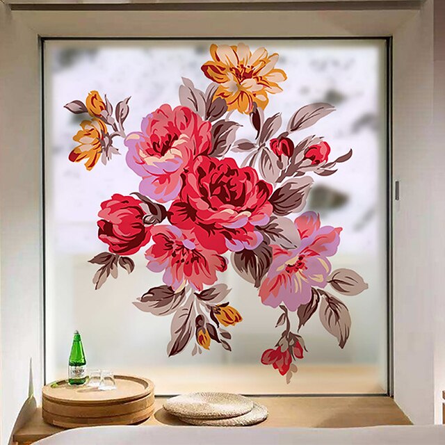  Flowers Pattern Matte Window Film Vinyl Removable Private Home Decor / Door Sticker / Window Sticker 58*60cm