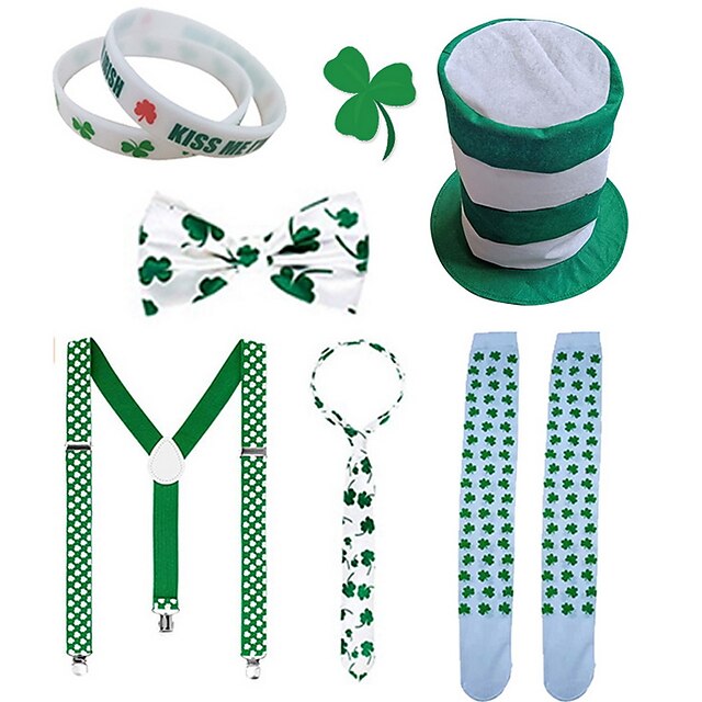  St Patrick's Day Pride Men's Costume Set kiss Me I am Irish Green Velour Party Cosplay