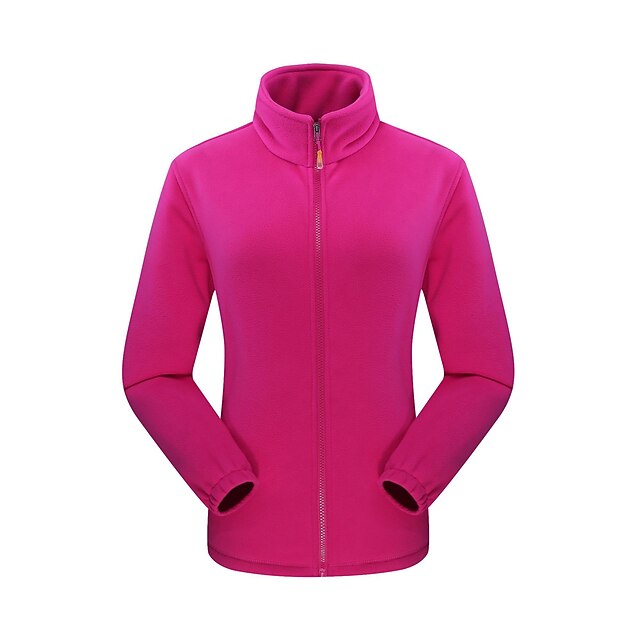 

Women's Hiking Fleece Jacket Fleece Winter Outdoor Solid Color Windproof Fleece Lining Warm Comfortable Jacket Winter Fleece Jacket Top Single Slider Fishing Climbing Running Black Purple Pink