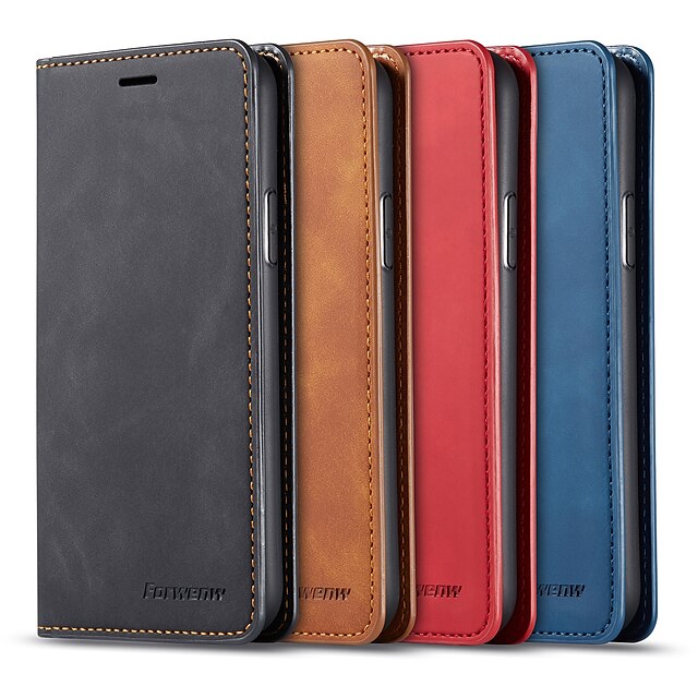  Forwenw Leather Case For OnePlus one plus 7T / one plus 7T Pro Card Holder / Shockproof Full Body Cases Solid Colored PU Leather