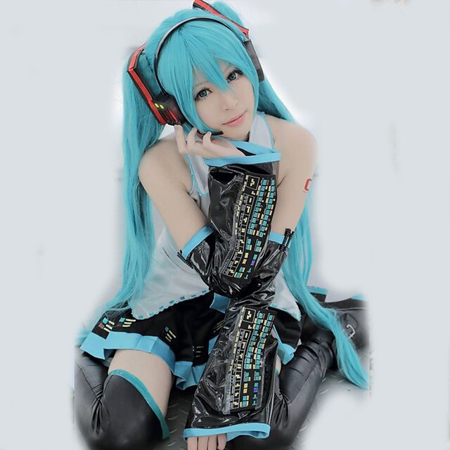  Inspired by Vocaloid Hatsune Miku Video Game Cosplay Costumes Cosplay Suits / Dresses Patchwork Sleeveless Shirt Skirt Sleeves Costumes / Tie / Stockings