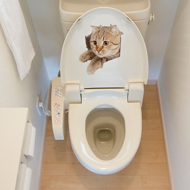 Home & Garden Home Decor | Funny Cat Toilet Stickers - Animal Wall Stickers Animals Bathroom / Indoor - WM05928