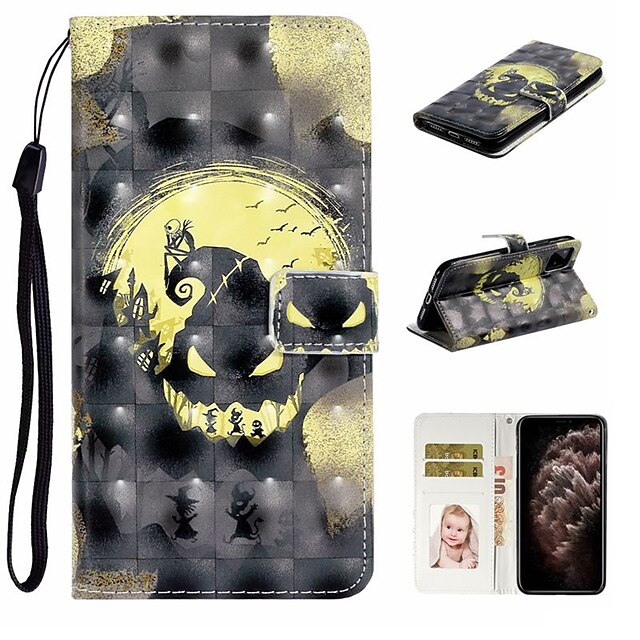  Case For Apple iPhone 12 / iPhone 11 / iPhone 12 Pro Max Wallet / Card Holder / with Stand Full Body Cases Skull PU Leather