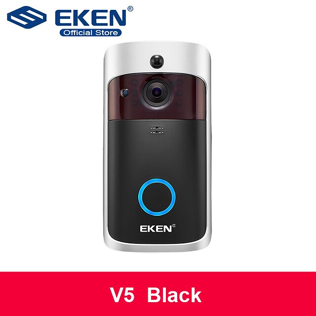  EKEN V5 Black Smart WiFi Video Doorbell Camera Visual Intercom With Chime Night vision IP Door Bell Wireless Home Security Camera