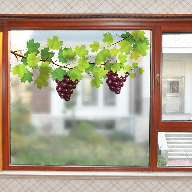  Grapevine Pattern Matte Window Film Static Cling Vinyl Thermal-Insulation Privacy Protection Home Decor For Window Cabinet Door Wardrobe / Window Sticker 60*58cm