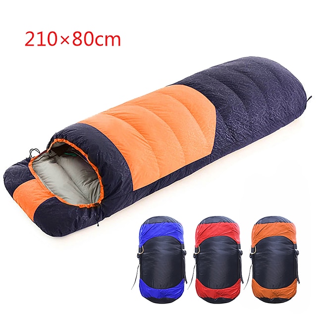  Shamocamel® Sleeping Bag Outdoor Camping Envelope / Rectangular Bag for Adults -10~5 °C Single Duck Down Waterproof Portable Breathable Durable Skin Friendly 210*80 cm Spring &  Fall Winter for