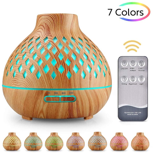  Aroma diffuser 400ml humidifier Ultrasonic fragrance lamp Atomization Electric diffuser with 7 colors LED Essential oils Humidifier for home yoga office SPA bedroom