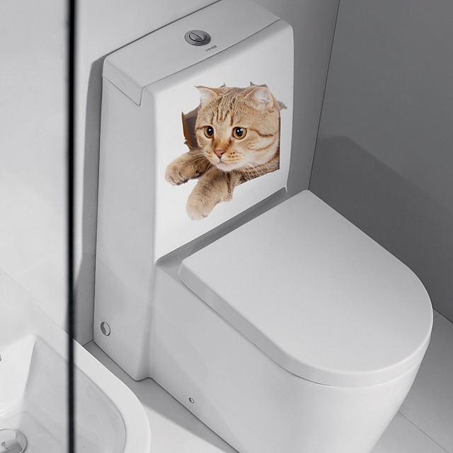 Home & Garden Home Decor | Funny Cat Toilet Stickers - Animal Wall Stickers Animals Bathroom / Indoor - WM05928