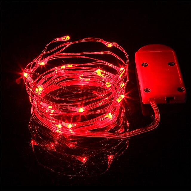 1pcs Button Battery Operated LED String Lights Silver Copper Wire 2m