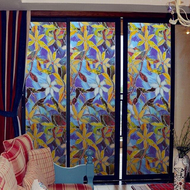 100X45cm PVC Frosted Static Cling Stained Glass Film Window Privacy