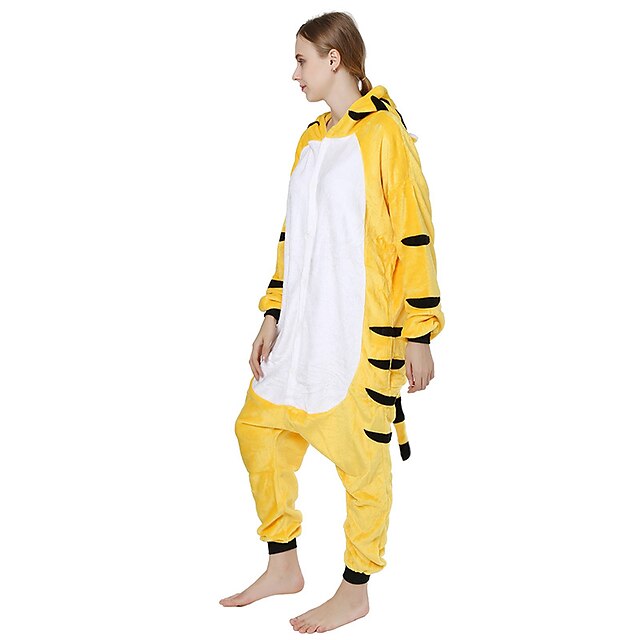 Toys & Hobbies Cosplay & Costumes | Adults Kigurumi Tiger Animal Onesie Pajamas Coral fleece Yellow Cosplay For Men and Women An