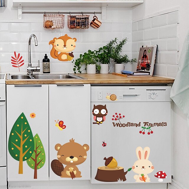  Cartoon Cute Forest Animals Designed Wall Sticker Flower for Livingroom Home Decor DIY Wall Sticker for Children Room Kids Babies Bedroom 63*30cm