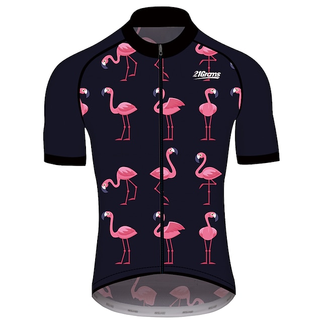  Men's Short Sleeve Graphic Patterned Flamingo Jersey Shirt Black Red UV Resistant Cycling Breathable Sports Clothing Apparel / Stretchy / Quick Dry