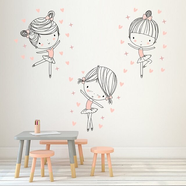  adesivi murali decorativi per ragazze danzanti - adesivi murali piano scuola materna / cameretta principessa