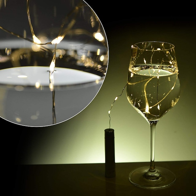 3pcs AA Battery String Lights Silver LED Wine Bottle Lights Battery Powered Cork Shape Glass