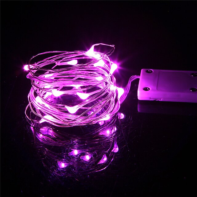 1pcs Button Battery Operated LED String Lights Silver Copper Wire 2m