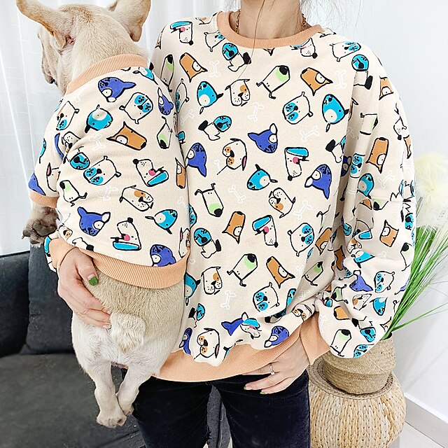  Dog Costume Shirt / T-Shirt Matching Outfits Cartoon Animal Cute Sports Casual / Daily Winter Dog Clothes Puppy Clothes Dog Outfits Warm Pink Gray Blue Costume for Girl and Boy Dog Fleece Women M S M
