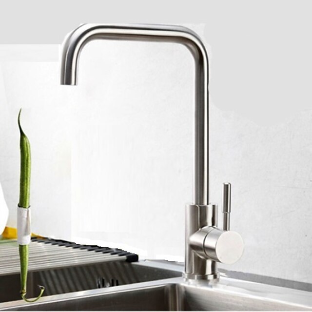  Kitchen faucet - One Hole Nickel Brushed Standard Spout Deck Mounted Contemporary Kitchen Taps / Single Handle One Hole