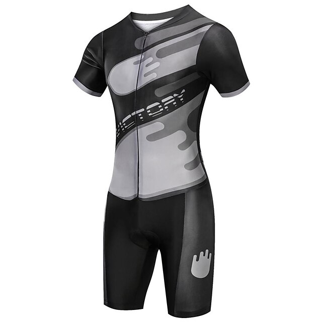  21Grams® Men's Short Sleeve Triathlon Tri Suit Summer Spandex Polyester Black Solid Color Bike Clothing Suit UV Resistant Breathable Quick Dry Sweat wicking Sports Solid Color Mountain Bike MTB Road