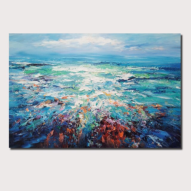  Oil Painting Hand Painted Horizontal Panoramic Abstract Landscape Comtemporary Modern Stretched Canvas / Rolled Canvas