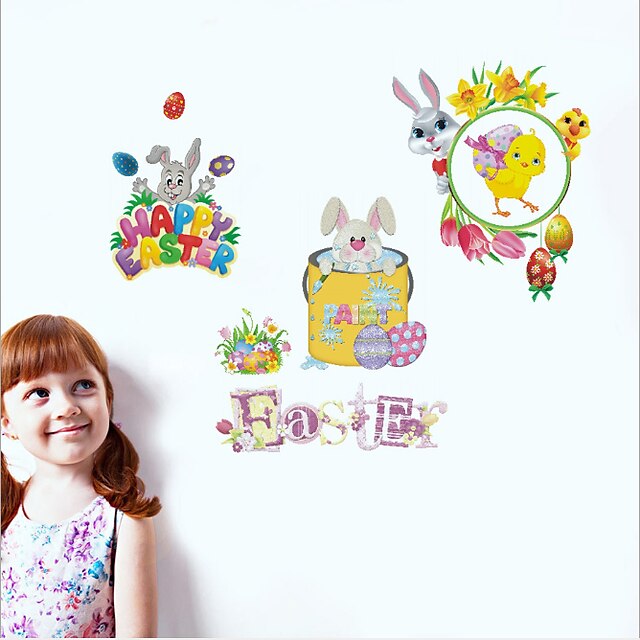  Happy Easter Happy Easter bunny egg Decorative Wall Stickers - Plane Wall Stickers Holiday Indoor