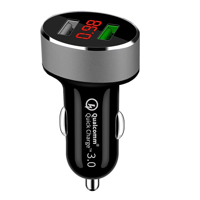  qc 3.0 double usb chargeur de voiture allume-cigare chargeur de voiture usb universel avec affichage de la tension de la voiture pour iphone sumsung xiaomi