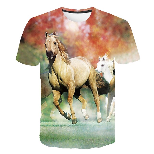 Baby & Kids Boys Clothing | Kids Boys T shirt Tee Short Sleeve Rainbow Horse Unicorn 3D Print Color Block 3D Animal Print Basic 