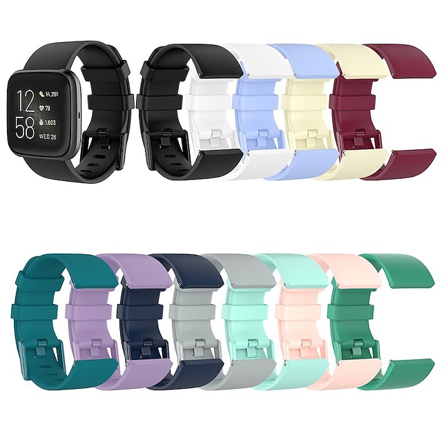  Watch Band for Fitbit Versa 2 / Versa Lite / Versa SE / Versa Soft Silicone Replacement  Strap Adjustable Breathable Classic Clasp Sport Band Wristband