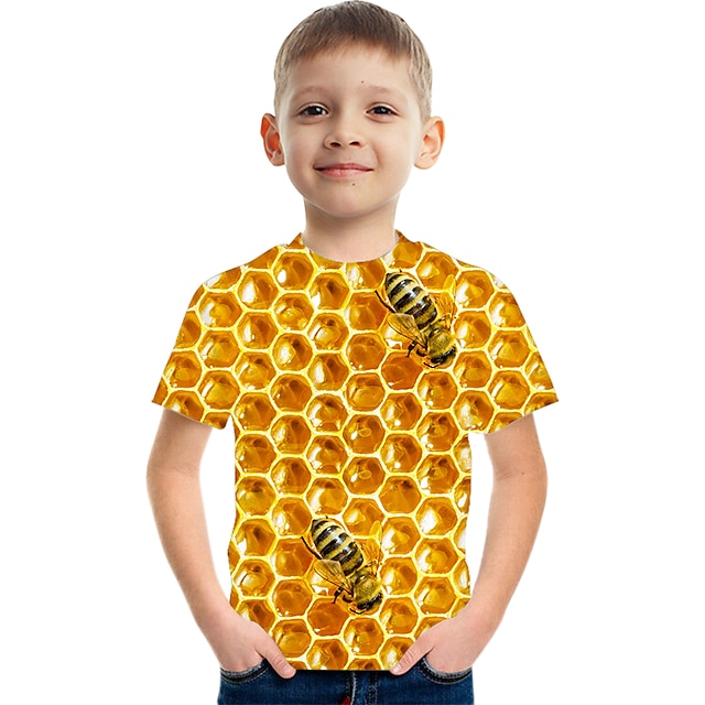 Pojkar 3D Färgblock 3D Print T-shirt Kortärmad 3D-tryck Sommar Sport Streetwear Grundläggande Polyester Konstsilke Barn 3-12 år Utomhus Dagligen Inomhus