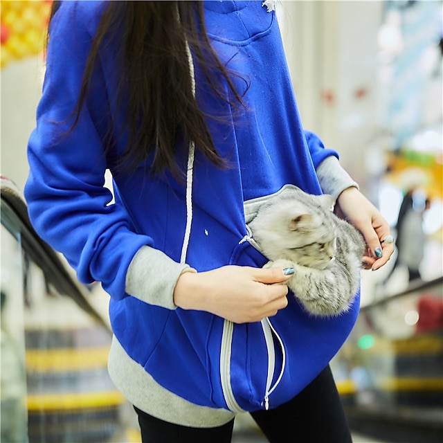  große Känguru-Tasche Hoodie Frauen Haustier Tasche Hoodie Sweatshirt Hund Katze tragen Tasche Kapuze Pullover Sportswear