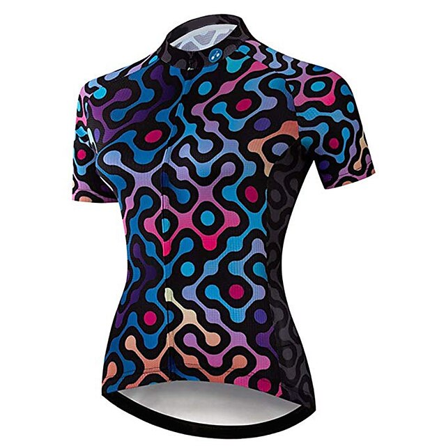  21Grams Women's Cycling Jersey Short Sleeve Bike Jersey Top with 3 Rear Pockets Mountain Bike MTB Road Bike Cycling UV Resistant Breathable Quick Dry Red Blue Graphic Patterned Spandex Polyester