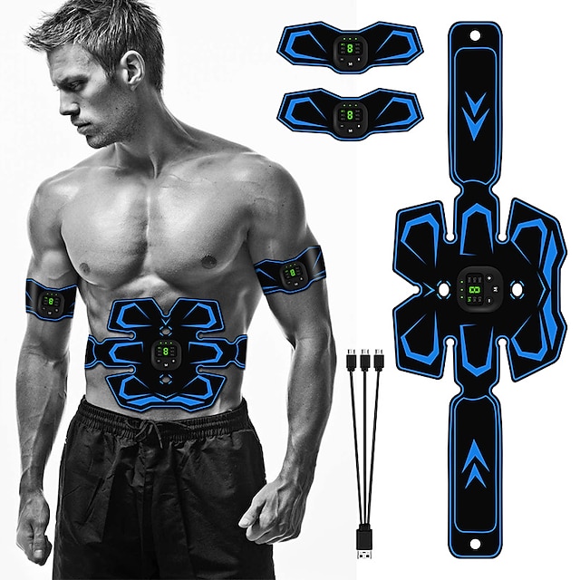  Abs Stimulator Abdominal Toning Belt EMS Abs Trainer Sports Silicon PU(Polyurethane) Gym Workout Exercise & Fitness Smart Electronic Muscle Toner Muscle Toning Tummy Fat Burner For Women Men
