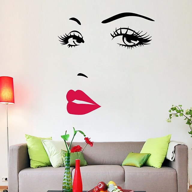 Home & Garden Home Decor | Sexy Red Lips Face Eyes Red Lip Home Decoration Wall Decal Wall Stickers 57*70cm For Living Room Bedr