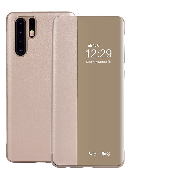  telefon Etui Til Huawei Mate 40 Pro + P10 Huawei Mate 20 pro Hwawei P40 P30 P20 Pro Lite Flip Etui Med vindue Gennemsigtig Helkropsbeskyttelse Ensfarvet PU Læder