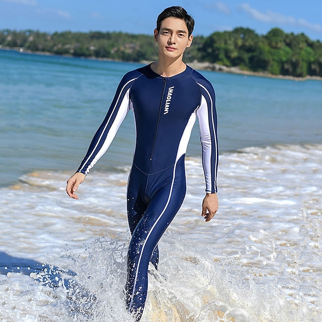 Sports & Outdoors Surfing, Diving & Snorkeling | Mens Rash Guard Dive Skin Suit Full Body Swimwear UPF50+ Front Zip Bathing Suit