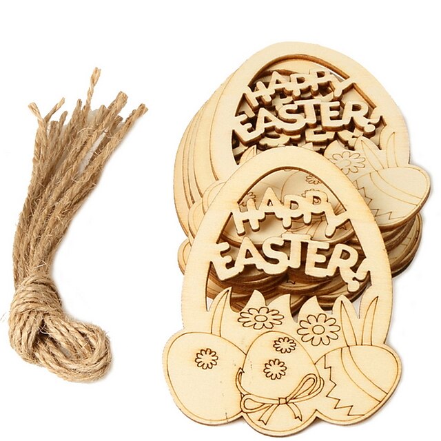  Happy Easter bunny egg Holiday Decorations wood hanging objects