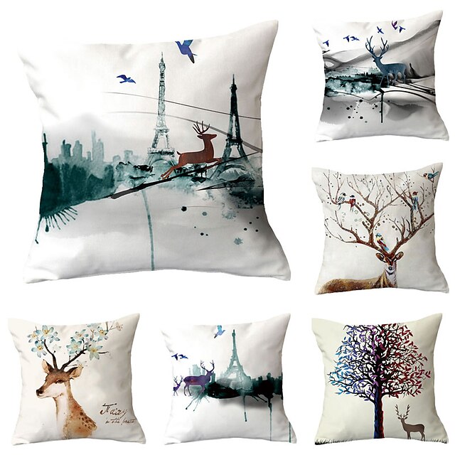  Set of 6 Throw Pillow Simple Classic 45*45 cm Cushion Vintage Circle Cover Sofa Home Decor Throw Pillow Case