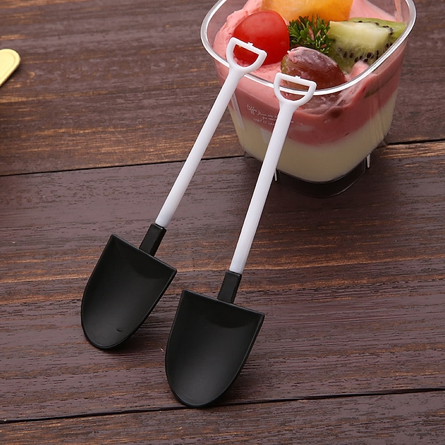  100pcs Plastic Disposable Ice Cream Spoon Shovel Scoop Individual Packed Pudding Yogurt Spoons For Family Party