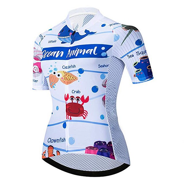  21Grams Women's Short Sleeve Cycling Jersey Spandex Polyester Blue / White Animal Bike Jersey Top Mountain Bike MTB Road Bike Cycling UV Resistant Breathable Quick Dry Sports Clothing Apparel