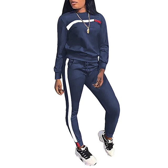 Sports & Outdoors Running, Jogging & Walking | Womens 2 Piece Patchwork Tracksuit Sweatsuit Jogging Suit Street Casual Winter Lo