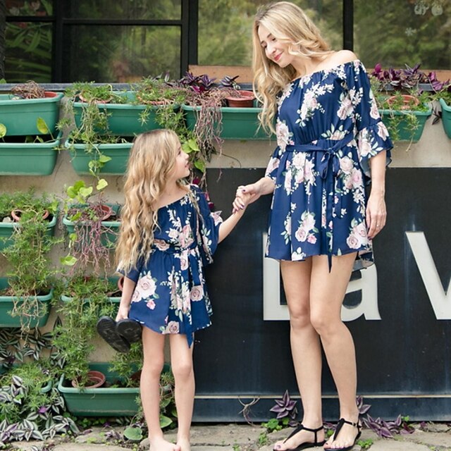 Mommy and Me Clothing Set Floral Black 
