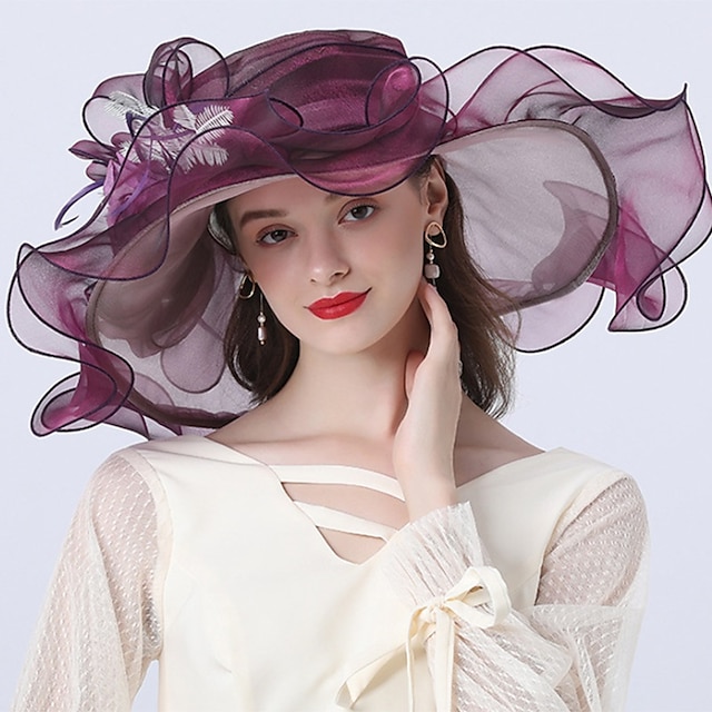 Hats Headwear Tulle Organza Bucket Hat Straw Hat Sun Hat Wedding ...